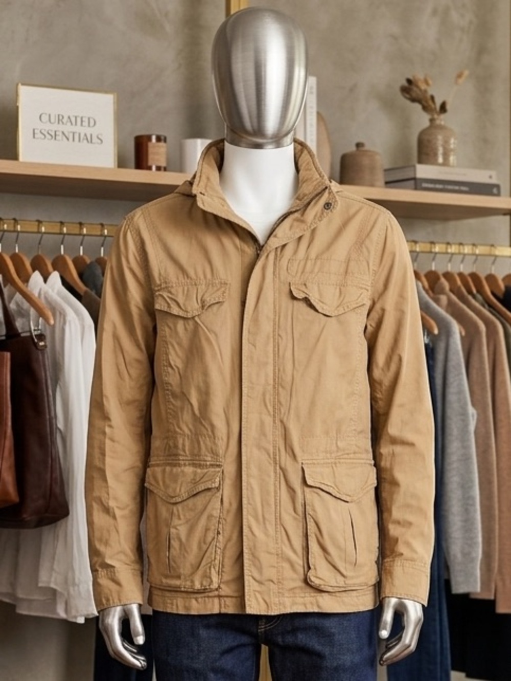 GAP Men's Khaki Field Jacket - Classic Utility Coat